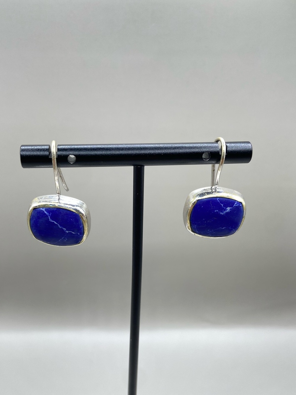 ATI Mexico Silver Tone Faux Lapis Square Earrings
